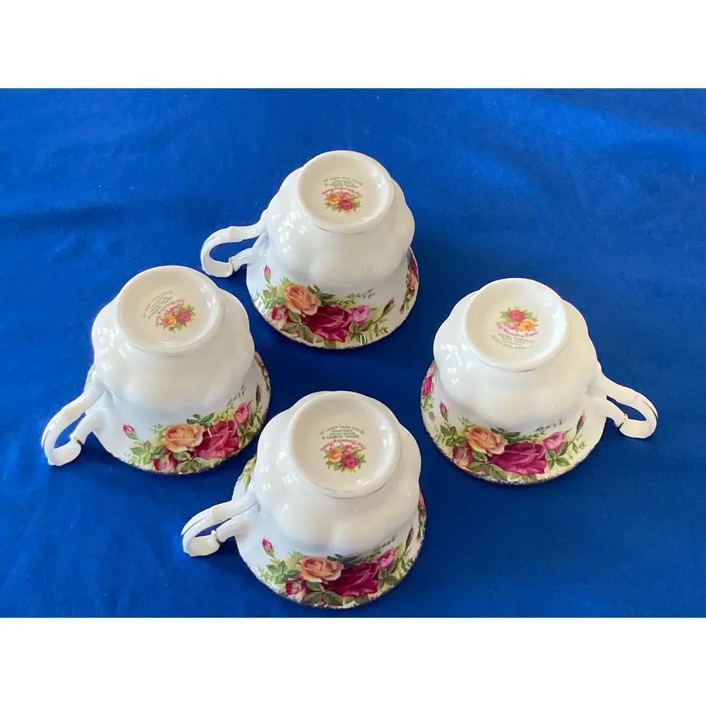 VTG Royal Albert Old Country Roses 1962 Tea Coffee Saucer Set of 4 England - Picture 15 of 16